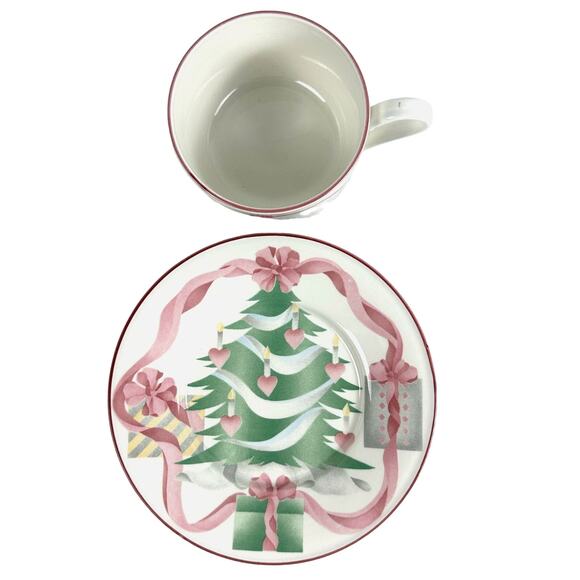 Sango Home for Christmas 1989 Korea Gold Mark # 3321 Flat Cup and Saucer Set - Picture 6 of 9